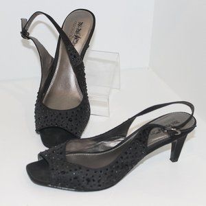 Coach and Four Black Beaded Slingback Heels